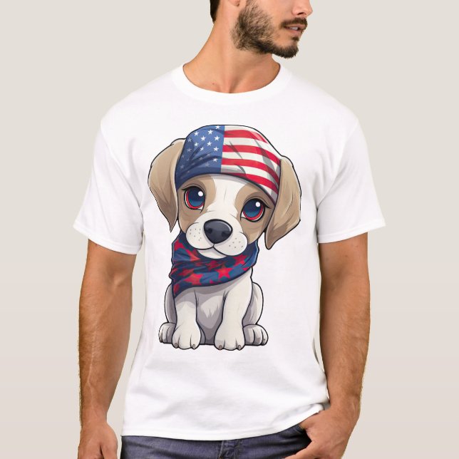 T-shirt Chiots Patriotes - Style 14  (Devant)