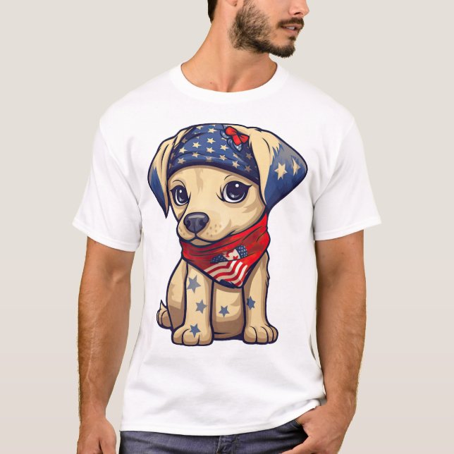 T-shirt Chiots Patriotiques - Style 12 (Devant)