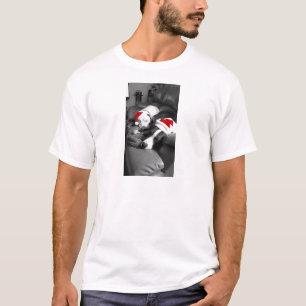 T-shirt chiots pitbull de noël endormis adorables santa