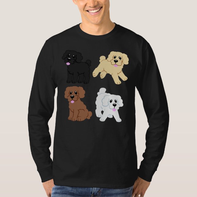T-shirt Chiots simples de caniche en rose (Devant)
