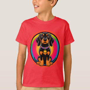 T-shirt Chiots teckel entouré d'un arc-en-ciel vibrant