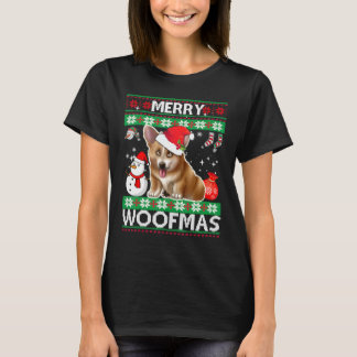 T-shirt Chiots Welsh Corgi Joyeux Woofmas Noël