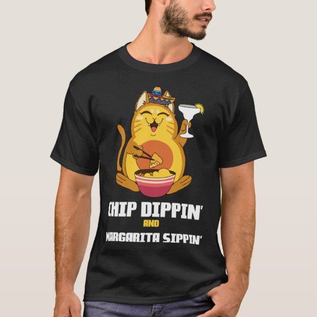 T-shirt Chip Dippin Margarita Sippin Cat Alcohol Cocktail  (Devant)