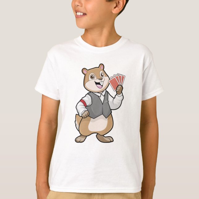 T-shirt Chipmunk au Poker avec cartes de Poker (Devant)