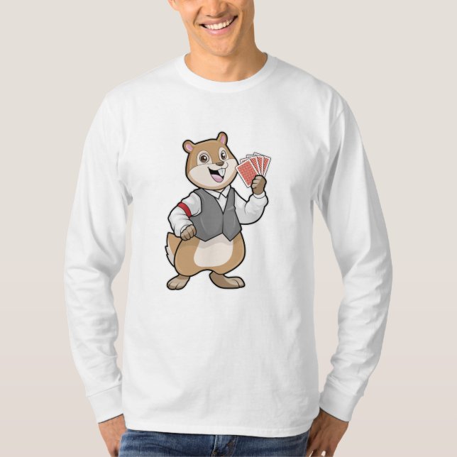 T-shirt Chipmunk au Poker avec cartes de Poker (Devant)