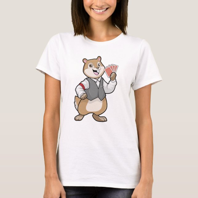 T-shirt Chipmunk au Poker avec cartes de Poker (Devant)