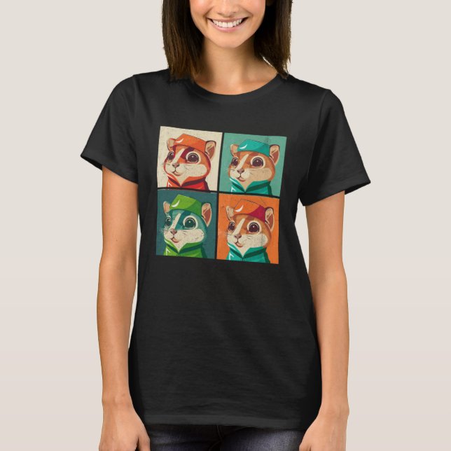 T-shirt Chipmunk Pop Illustration Animal Colorful Femmes 4 (Devant)