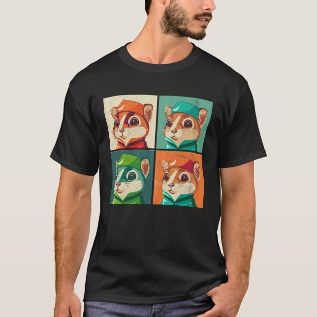 T-shirt Chipmunk Pop Illustration Colorful Animal Women  4 (Devant)