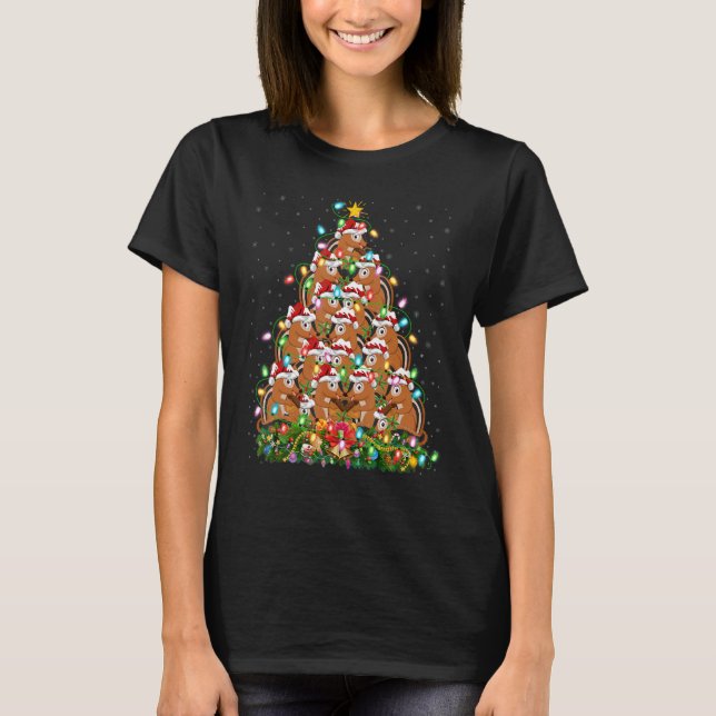 T-shirt Chipmunk   Xmas Lights Santa Chipmunk Christmas Tr (Devant)
