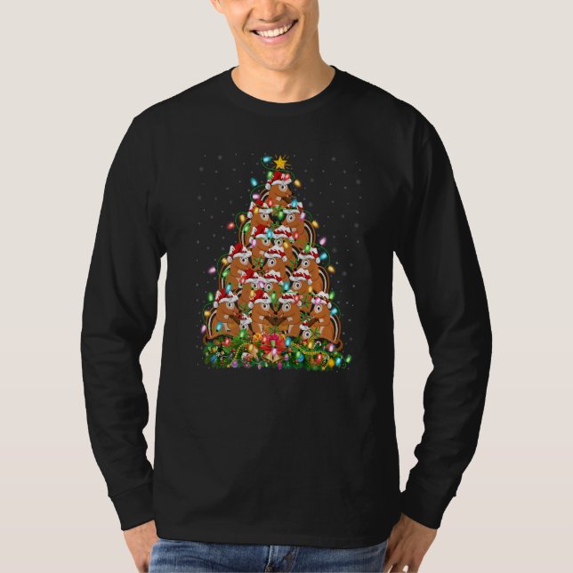 T-shirt Chipmunk  Xmas Lights Santa Chipmunk Christmas Tre (Devant)