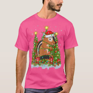 T-shirt Chipmunk Xmas Lumières Père Noël Chipmunk Arbre de