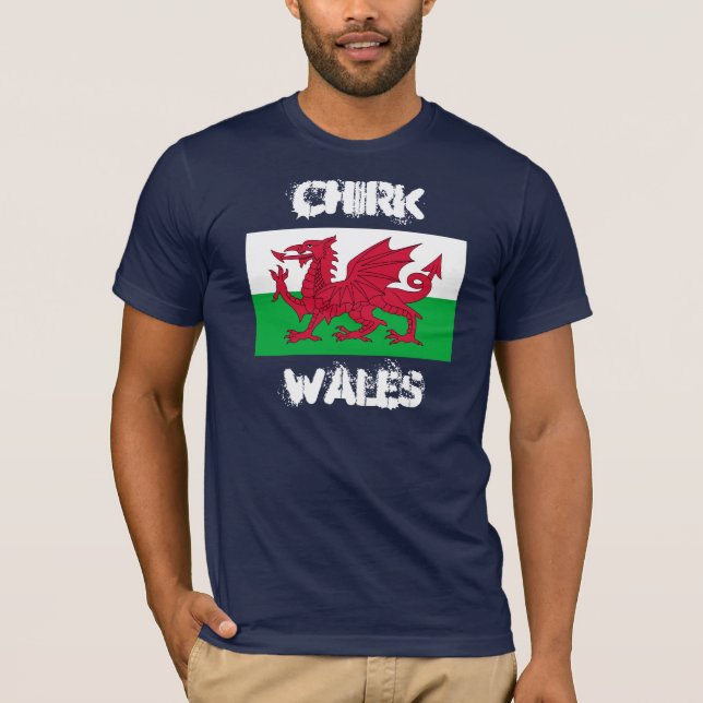 T-shirt Chirk, Pays de Galles avec drapeau gallois (Devant)