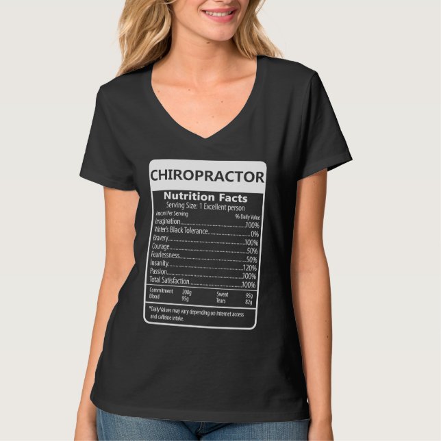 T-shirt Chiropractor Nutrition Facts Sarcastic Graphic (Devant)