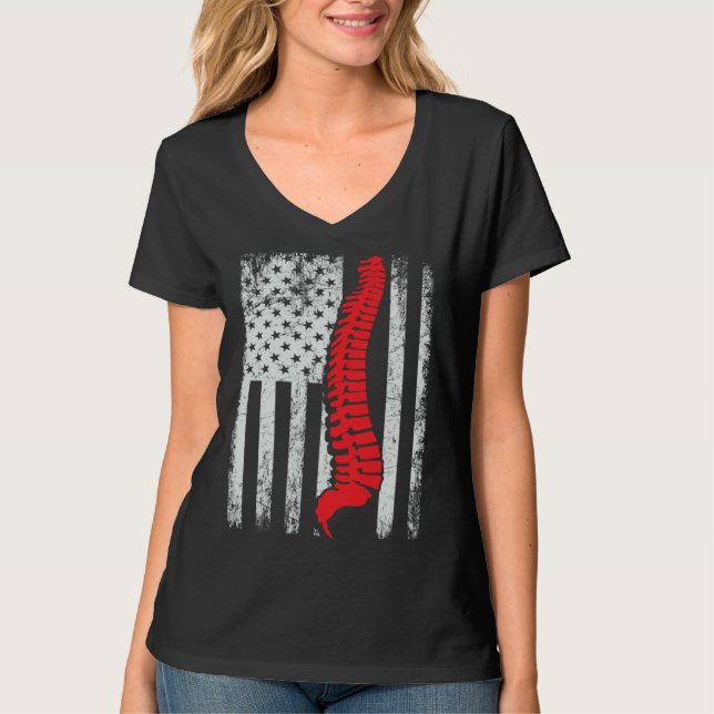 T-shirt chiropractors USA Flag spines for chiropractic  1 (Devant)