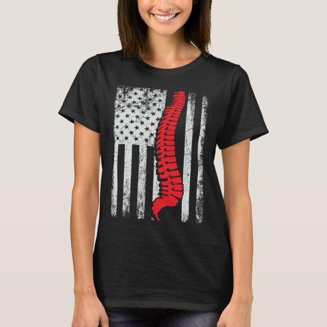 T-shirt chiropractors USA Flag spines for chiropractic  1 (Devant)