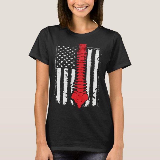 T-shirt chiropractors USA Flag spines for chiropractic  2 (Devant)