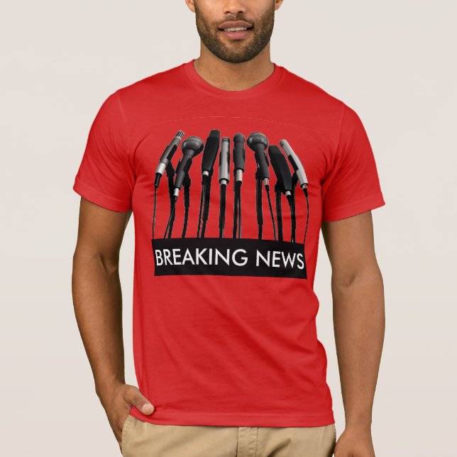 T-shirt Chirpe Microphone de News de rupture (Devant)