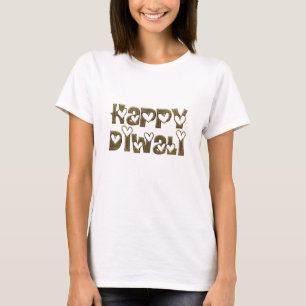 T-shirt Chirt de typographie de Coeurs Diwali amusant