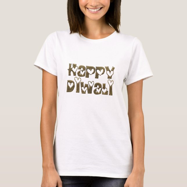 T-shirt Chirt de typographie de Coeurs Diwali amusant (Devant)