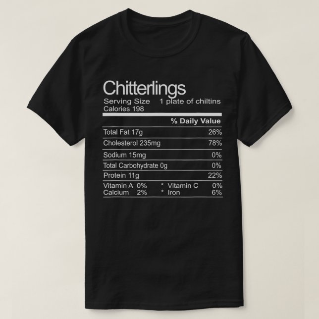 T-shirt Chitterlings Chitlins Funny Soul Food Facts  (Design devant)
