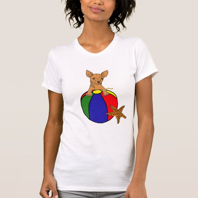 T-shirt Chiwawa d'AL sur une chemise de ballon de plage (Devant)