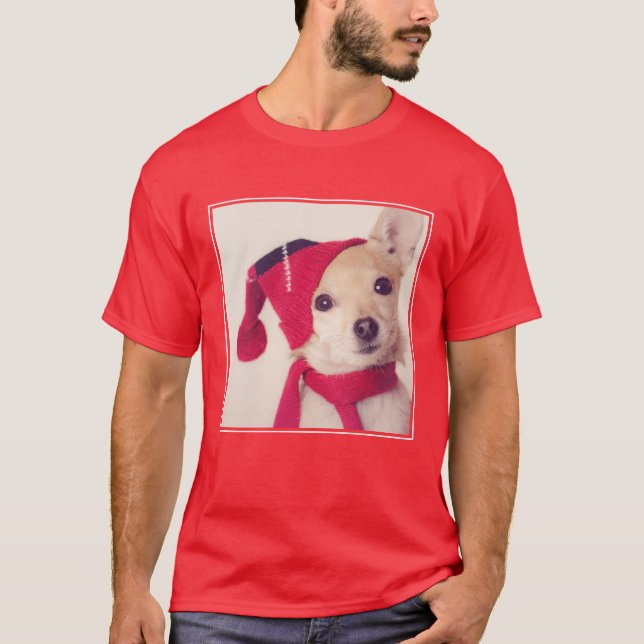 T-shirt Chiwawa dans le casquette d'hiver (Devant)