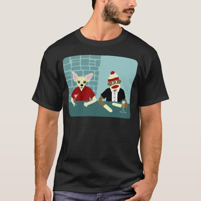 T-shirt Chiwawa et singe de chaussette (Devant)