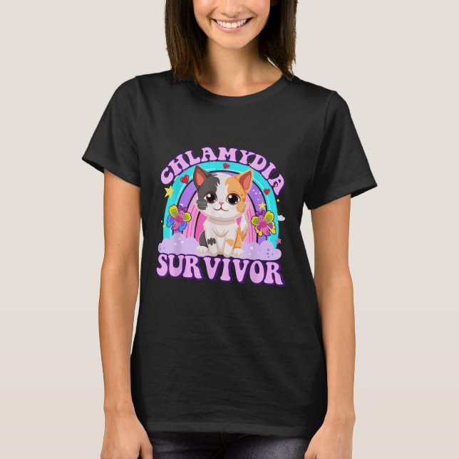 T-shirt Chlamydia Survivor Chat Mème De Chat Chemises Drôl (Devant)