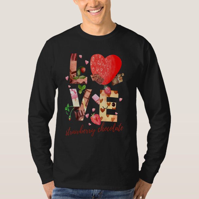 T-shirt Chocolat aux fraises d'amour Chocolat doux (Devant)