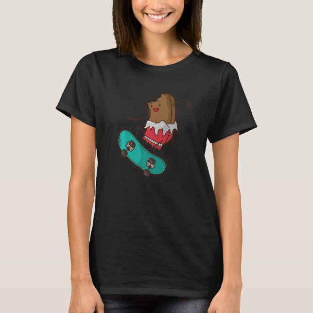 T-shirt Chocolat bitten aime Skateboard (Devant)