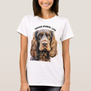 T-SHIRT CHOCOLAT BROWN COCKER SPANIEL DOG FACE