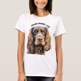 T-SHIRT CHOCOLAT BROWN COCKER SPANIEL DOG FACE