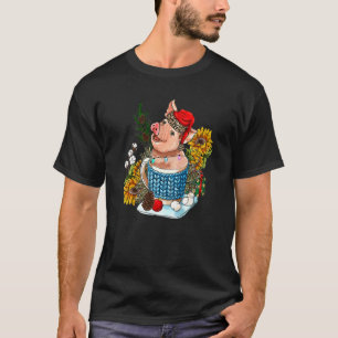 T-shirt Chocolat Chaud de Noël Cochon Western Xmas Pig San