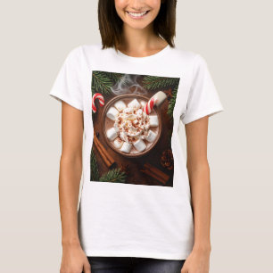 T-shirt Chocolat Chaud Douillet avec Marshmallows - Festif