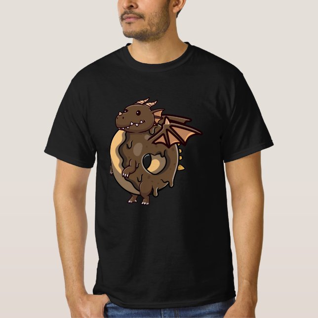 T-shirt Chocolat de donut dragon mignon (Devant)