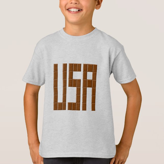 T-shirt CHOCOLAT de frêne pour enfants USA (Devant)