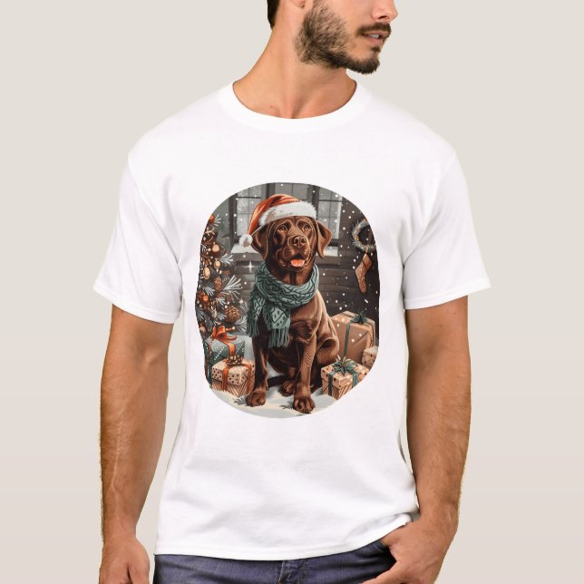 T-shirt Chocolat de Noël Labrador Retriever Chien (Devant)