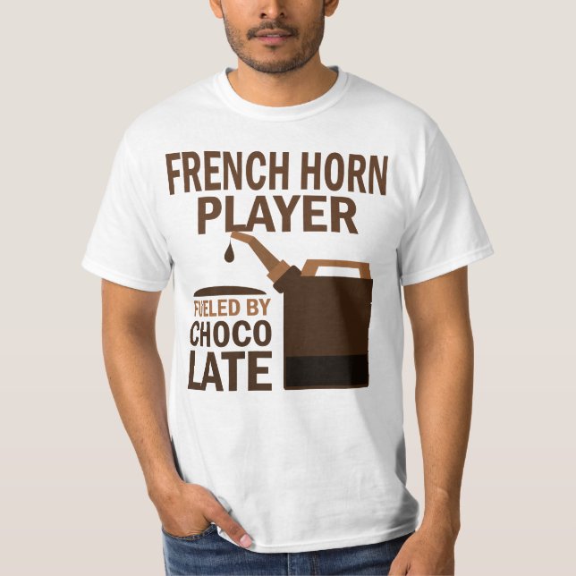 T-shirt Chocolat (drôle) de joueur de cor de harmonie (Devant)