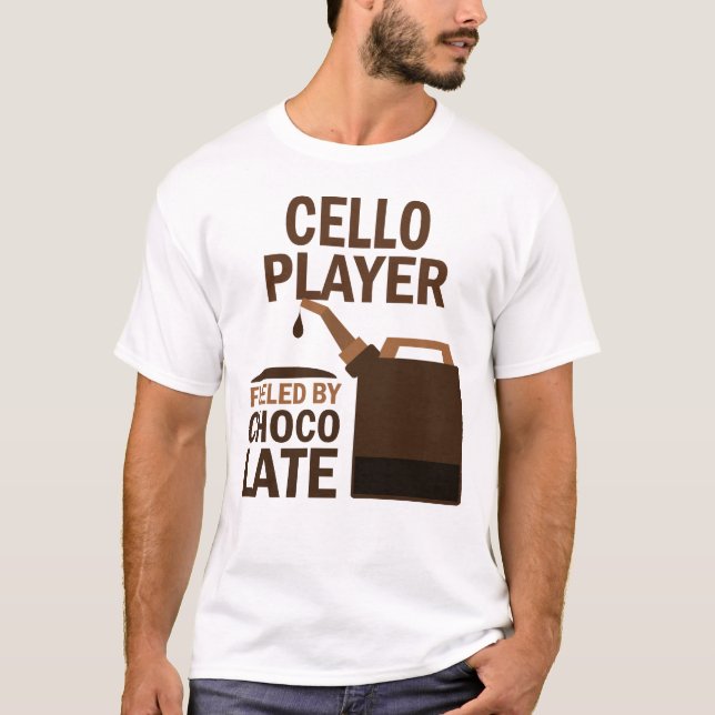 T-shirt Chocolat (drôle) de joueur de violoncelle (Devant)