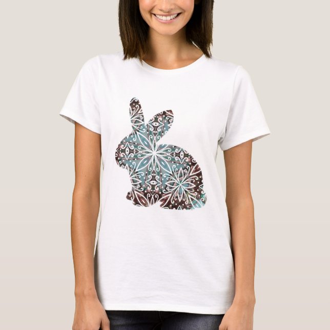 T-shirt Chocolat et blues de Mandala Rabbit (Devant)