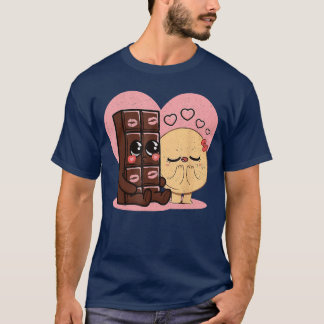 T-shirt Chocolat et pancakes couples aiment doux romc vin