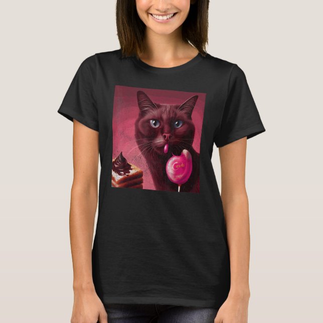 T-shirt Chocolat Flamant Rose Chat (Devant)