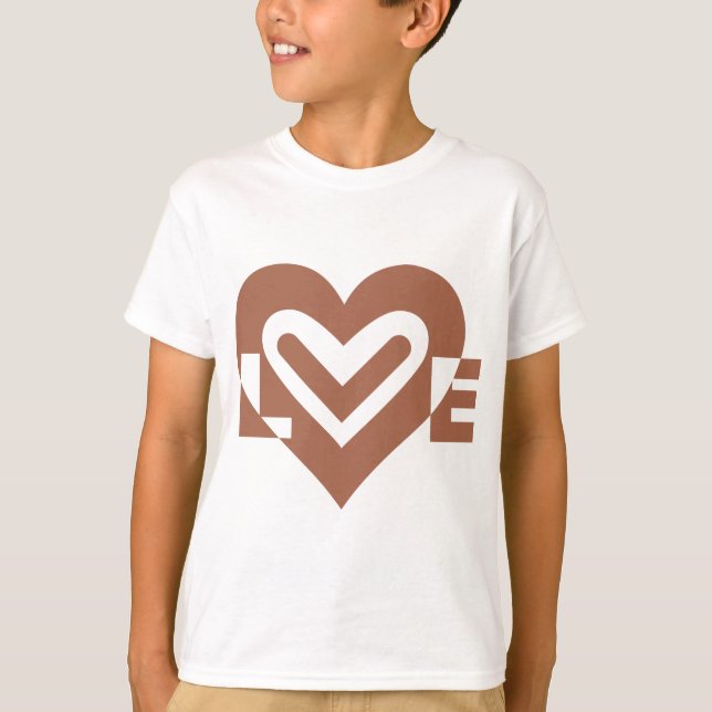 T-shirt Chocolat graphique mignon Love Brown (Devant)
