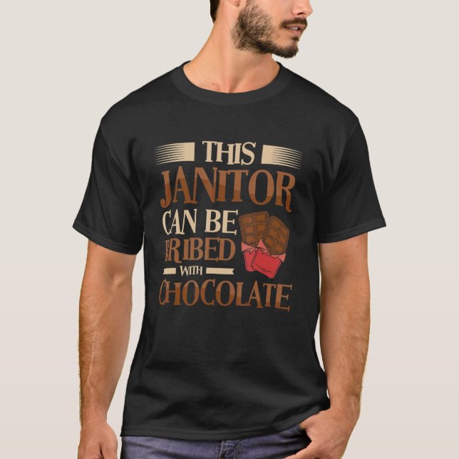 T-shirt Chocolat Janitor Dessert Maintenance Cleaner Cust (Devant)