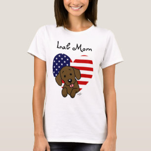 T-shirt Chocolat Lab Maman & American Flag