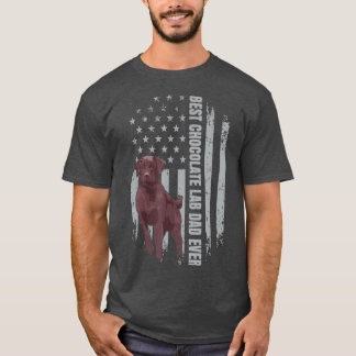 T-shirt Chocolat Lab Papa American Flag Brown Labrador