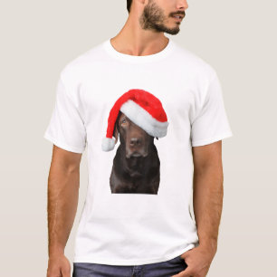 T-shirt Chocolat Lab Photo Santa Hat Mignonne Chien Noël