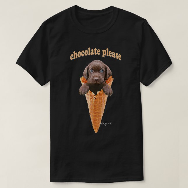 T-shirt Chocolat Lab Waffle Cone Crème de glace Cute Chiot (Design devant)