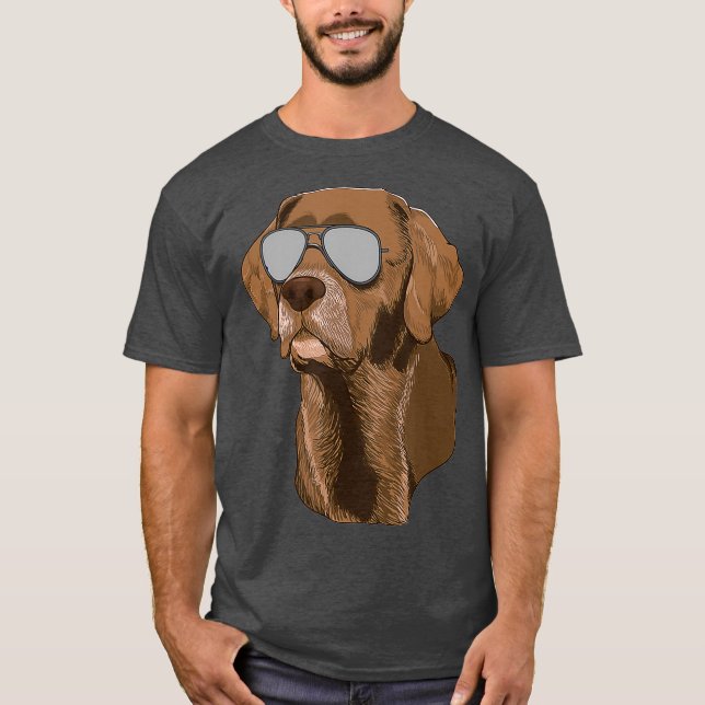 T-shirt Chocolat Laboratoire Chocolat Labrador Canon Lunet (Devant)