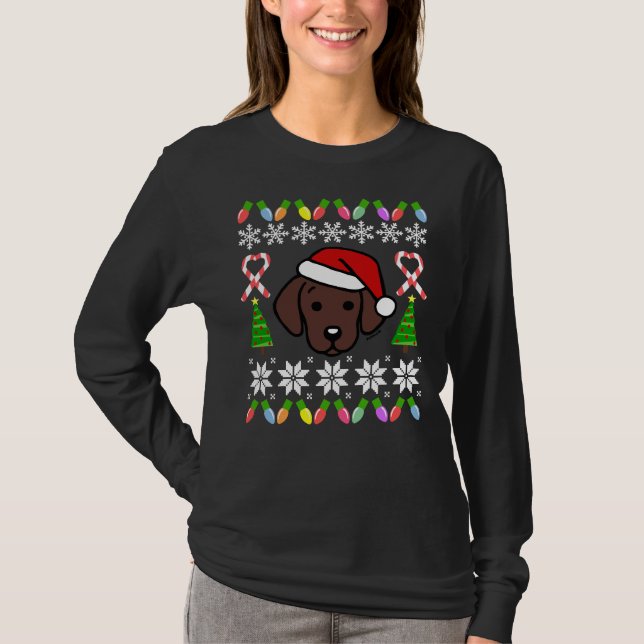 T-shirt Chocolat Labrador Chiot Noël Père Noël (Devant)